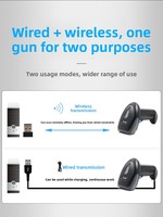 Escáner de Códigos de Barras NORGEE QR 1D/2D Inalámbrico USB Portátil para Supermercado con Sensor CMOS y Velocidad de Escaneo de 2.5ms
