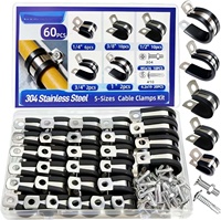 60 pinces à câble et fils en acier inoxydable 304 avec caoutchouc pour tuyaux et conduites, 30 pinces à câble et 30 vis