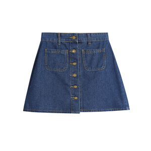 Ready to Ship Summer New Womens Fashion ButtonFly a <strong>Line</strong> Skirt Casual Button Front High Waist White <strong>Jeans</strong> Skirts for Women Denim - Product Image 3