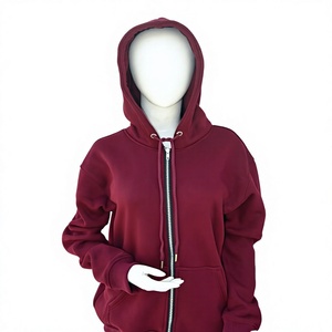 Sudadera con Capucha y Cremallera para Mujer, Color Sólido, 100% Algodón Orgánico, Ecológica, Sudadera Corta de Felpa, Logotipo Personalizable, Marca Privada - Product Image 1