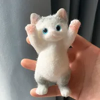 Jouet Squishy Chaton Viral, Chat Réaliste Floqué, Jouet à Presser en TPR Souple, Anti-stress Animal pour Décoration Esthétique de Chambre, de Bureau, Cadeau pour Adulte
