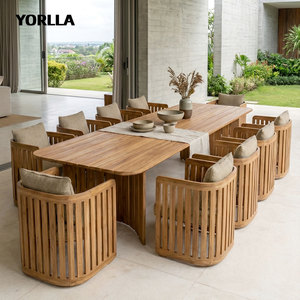 Set <span class=keywords><strong>da</strong></span> Pranzo <span class=keywords><strong>da</strong></span> Giardino in Teak per Esterni, Mobili <span class=keywords><strong>da</strong></span> Patio Moderni Resistenti alle Intemperie, <span class=keywords><strong>Tavolo</strong></span> <span class=keywords><strong>da</strong></span> Pranzo in Legno, Set <span class=keywords><strong>da</strong></span> <span class=keywords><strong>12</strong></span> Pezzi - Product Image 1