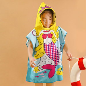 Serviette <span class=keywords><strong>de</strong></span> <span class=keywords><strong>plage</strong></span> poncho pour enfants avec impression par transfert thermique personnalisée, tissu éponge doux et respirant, très absorbant, serviette <span class=keywords><strong>de</strong></span> bain à capuche pour enfants - Product Image 3