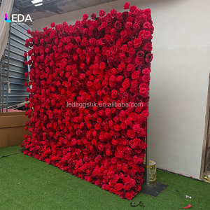 LEDA Artificial <b>Flower</b> <b>Wall</b> Backdrop 3D Red Rose <b>Wall</b> Easy to Roll up Curtain 8x8ft <b>Flower</b> Background for Wedding <b>Decoration</b> - Product Image 1