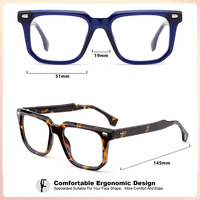 Lunettes de Vue de Luxe Designer Rétro 2025 Monture Acétate Épaisse Carrée Vente Chaude