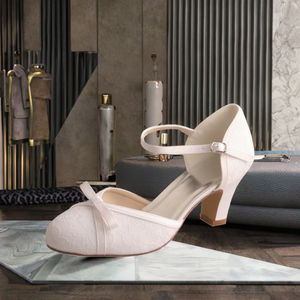 Zapatos de Novia Personalizados Estilo Princesa, Zapatos de Boda Blancos con Encaje, Tira Única, PU Antideslizante, Tacones de Cuña, Tendencia de Moda de Verano y Otoño - Product Image 2