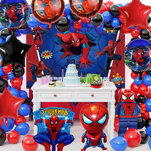 Arco de Guirnalda Personalizado de Globos de Spiderman Superhéroe Grande con Globos de Látex Azul y Rojo, Globos de Aluminio de Dibujos Animados y Pancarta de Feliz Cumpleaños - Product Image 1