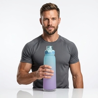 Bouteille anti-fuite avec options de parfum, couvercle à clapet, paille intégrée pour boire directement – Idéale pour l'école, le cyclisme, le camping, la gym, les cadeaux, la maison et l'extérieur
