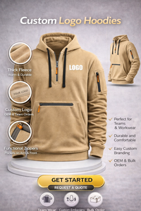 Clothing Manufacturers Custom Streetwear <b>Men</b>’s Fleece Hoodie Quarter Zip Polyester Fleece Warm Outdoor Tactical <b>Pullover</b> OEM - Product Image 3