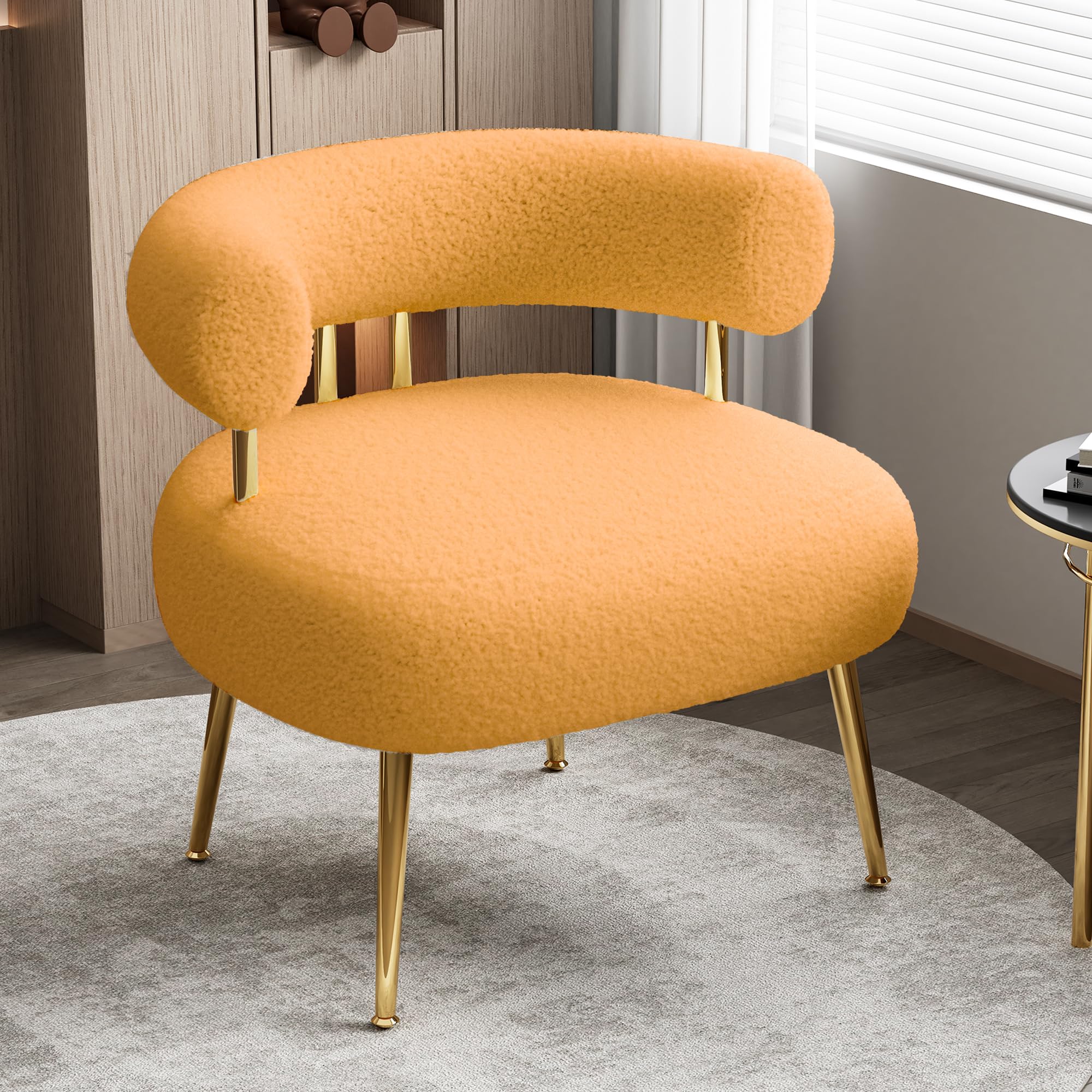 Fluwelen Crèmekleurige Witte Boucle Dressing Eetkamerstoelen Accent Gouden Huismeubilair Rvs Slaapkamermeubilair Antiek