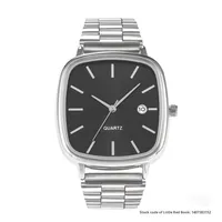 Montres à Bracelet en Acier Inoxydable Rétro Argent Calendrier Véritable Carré Sensation Haut de Gamme Unisexe Amoureux Navetteur Brique d'Or Quartz