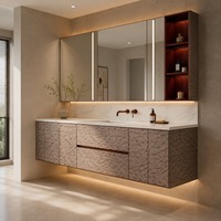 Modern Minimalist Özel Tasarım Banyo Dolabı ve Aynalı Dolap Sistemi, Özel Ölçülerde Yüzer Çekmeceli Depolama Alanı ile