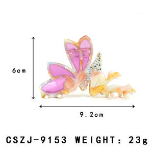 Pinza de Pelo Personalizada con Diseño de Hada de Flores Rosadas, Pinza de Acetato/Acrílico con Incrustaciones de Diamantes de Imitación, Venta al por Mayor - Product Image 2