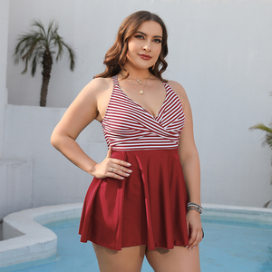 Beautiful Multi-Color Two-Piece Plus Size Women's Breathable Scoop Neck Elegant Print Tankini Set in Stock - Product Image 3