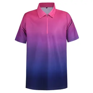 Großhandel benutzer definierte Druck Stickerei Logo Reiß verschluss leer 100 Polyester Sublimation Golf Camisetas Polos Shirts
