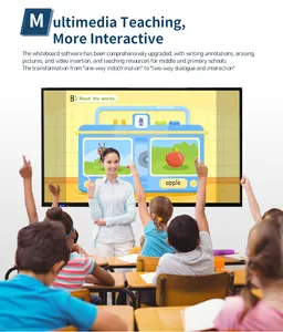 Akıllı tahta dokunmatik ekran dijital 4K ekran okul öğretim düz Panel interaktif beyaz tahta