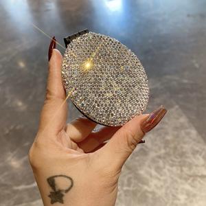 Multi purpose alta <span class=keywords><strong>estetica</strong></span> rotondo pettine pieghevole con diamante creativo intarsio portatile con specchio - Product Image 1