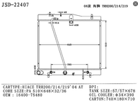 Radiateur en aluminium de haute qualité OEM JD JSD-22407 neuf pour HIACE TRH200 214 219 2004, référence OE 16400-75480, garantie 12 mois