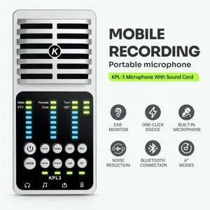 Nuovissimo microfono per scheda audio 2 in 1 registrazione Mobile portatile microfono a condensatore di qualità del suono perfetta con scheda audio