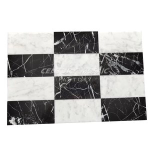 Centurymosaic checkerboard mô hình 3 "x 6" đá cẩm thạch tự nhiên màu đen và trắng gạch sàn tường phòng tắm nhà bếp gạch - Product Image 1