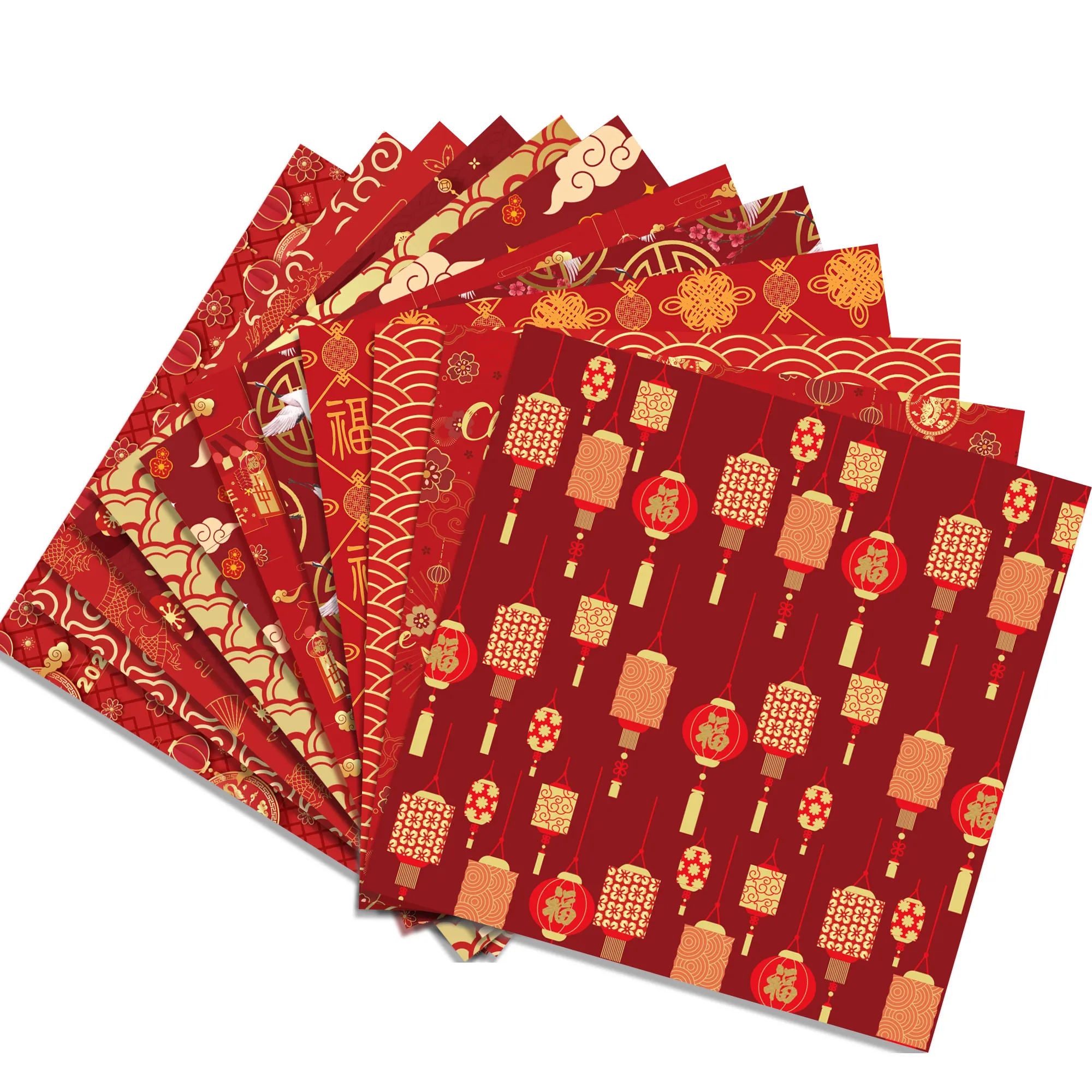 WW047 patrón de Año Nuevo chino papel de álbum de recortes DIY rojo de doble cara para envolver regalos fiesta de año Dragón