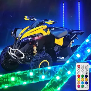 Luz de asta de bandera Led de 3 pies y 0,83 pulgadas, aplicación de control remoto, lámpara de asta de bandera, luz de látigo en espiral de 360 grados para ATV UTV Offroad