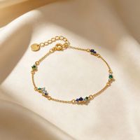 Bracelet chaîne Glowluxe en zircon dégradé bleu-vert, en argent sterling 925, design délicat, bijoux dorés