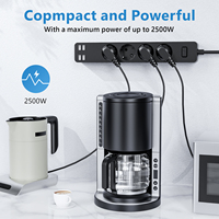 JINGMIN - Regleta de Alimentación con Cable de Extensión de 1.5M y 2500W, 4 Puertos USB Tipo C, Protección Contra Sobrecargas, Interruptor de Seguridad, Enchufe con Garantía de 12 Meses