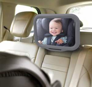 Grand miroir de sécurité pour bébé pour siège arrière de voiture, vision nocturne HD et 360° °   Ajustable pour surveiller l'enfant sans se retourner - Product Image 1