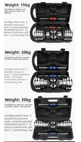 Haltères/haltères en fonte électrolytique chromés durables personnalisés Jeu d'haltères réglables 15/20/30Kg 20Kg 30Kg 50Kg