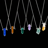 Pendentif en cristal de citrine naturelle brute, collier en acier titane avec chaîne en forme de colonne à pointe unique, pour hommes, femmes, couples - Mariage