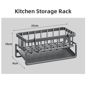 Égouttoir de rangement pour évier de cuisine, support à éponges antirouille avec plateau de drainage amovible - Product Image 6
