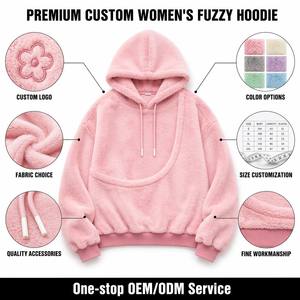 Sudadera con capucha rosa de forro polar Sherpa para mujer, estilo canguro, para transportar mascotas (<span class=keywords><strong>perros</strong></span> y gatos), de <span class=keywords><strong>manga</strong></span> larga, extragrande, personalizada OEM - Product Image 3