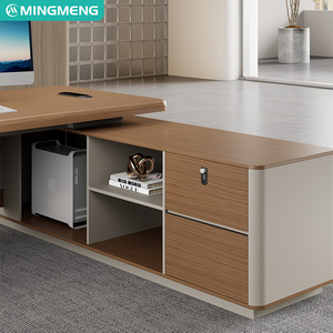 Modern Executive Office <b>Desk</b> Set - Manager Workstation with Storage Cabinet - Product Image 5