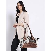 Sac fourre-tout polyvalent en cuir tressé à la main pour femme Merbaa, en cuir de vachette, avec bandoulière réglable, design Hairon fait main