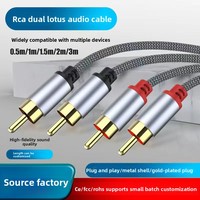 Câble audio double RCA en cuivre, deux entrées deux sorties, pour DVD, TV, mixeur, amplificateur, haut-parleurs