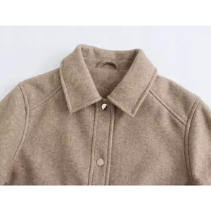 Veste Blouson Femme Automne Hiver Écologique Manches Longues Col Revers Fermeture Boutons Séchage Rapide Coupe Ample Poches OEM - Product Image 4
