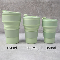 Bouteille pliable en silicone réutilisable sans BPA, gobelet pliable en silicone, tasse à café avec couvercle