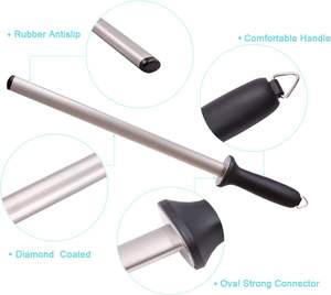 Tige de rodage ovale en diamant pour usage quotidien, aiguiseur de couteaux de boucher en acier, tige d'affûtage - Product Image 5
