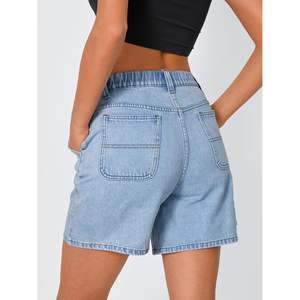 FOXA-Pantalones cortos vaqueros vintage de cintura media para mujer, bonitos trajes de verano 2025, decoración con botones, estilo recto, Vaqueros Retro - Product Image 4