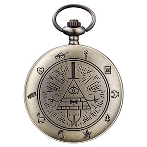Reloj de Bolsillo Retro Gravity Falls con Motivo de <span class=keywords><strong>Demonio</strong></span> de un Solo Ojo Triangular, Movimiento de Cuarzo, Diseño Creativo Abatible, Estilo Vintage - Product Image 5