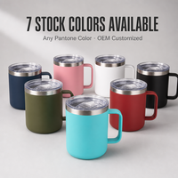 Mug à café isotherme en acier inoxydable personnalisé avec logo OEM, garde au chaud/au froid, 12 oz, double paroi sous vide, pour le camping et les voyages, avec couvercle
