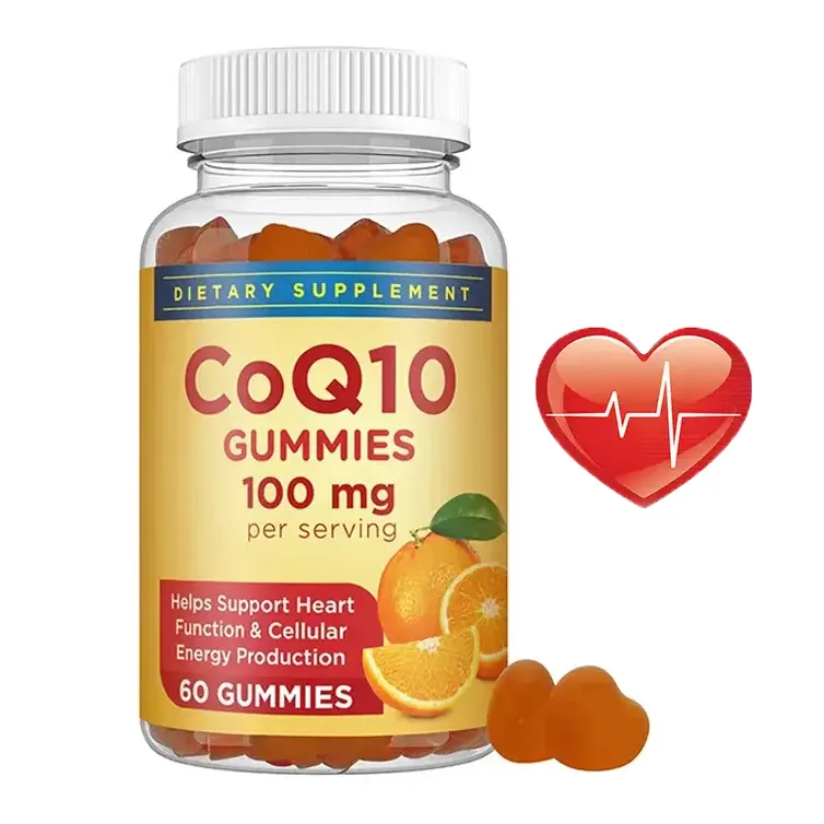 सेल्युलर ऊर्जा हृदय स्वास्थ्य एंटीऑक्सीडेंट के लिए ओमेगा-3 विटामिन ई सी कोएंजाइम क्यू10 अनुपूरक गमी के साथ बायोकारो ओईएम सीओक्यू10 गमीज़
