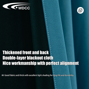 Full Blackout Luxury Hotel Blue Velvet Solid Color Shade Eyelets Drape Fabric for Bedroom Living Room Window <strong>Curtain</strong> - Product Image 6