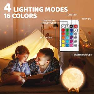 3D MOON Lights USB Plug-In Dimmable Patting Control Chambre à coucher Utilisation intérieure avec abat-jour en bois Style <span class=keywords><strong>clair</strong></span> de <span class=keywords><strong>lune</strong></span> - Product Image 5