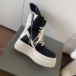 Chaussures de luxe de marque de créateur pour hommes, baskets montantes en cuir pour femmes, chaussures décontractées tendance à lacets et semelle épaisse, baskets mode - Product Image 3