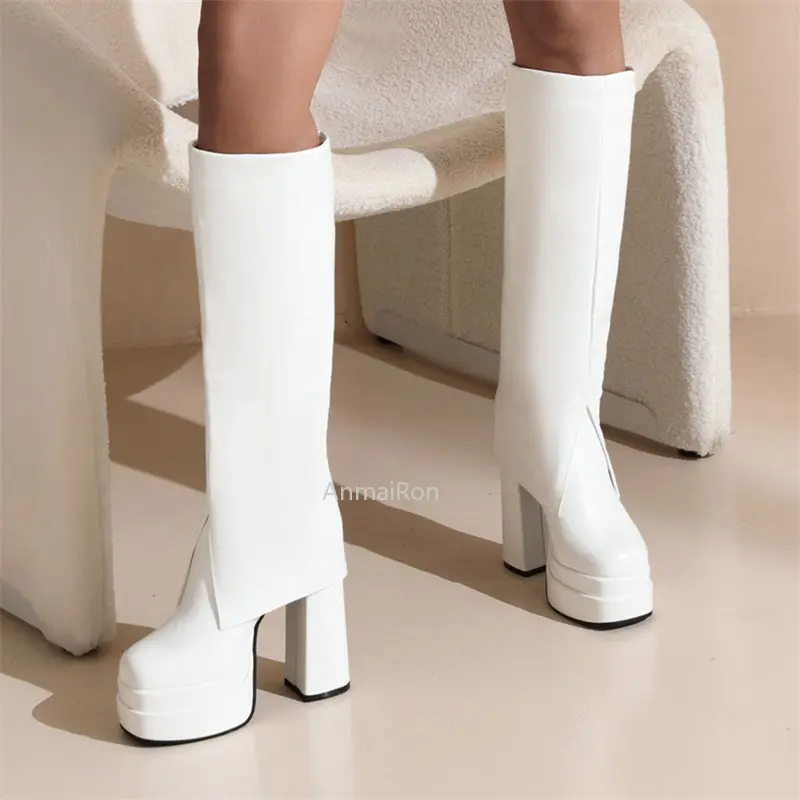 New Dropshopping Women Boots 2022 New Luxury Winter Elegant Platform Punk Shoes Plus Size High Heels Sexy Knee High Boots Women