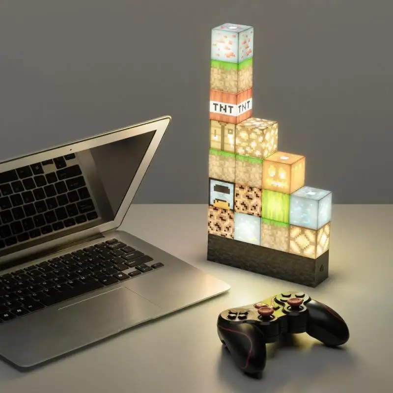 新しい正方形のビルディングブロックカスタムステッチランプMinecraft DIYクリエイティブノベルティスプライシングランプ