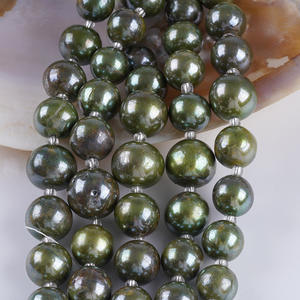 Edison Round <b>Beads</b> 18cm 13-17mm Natural Freshwater Pearls White & Green Dyed DIY <b>Bracelet</b> Jewelry <b>Bead</b> Loose Pearls - Product Image 1