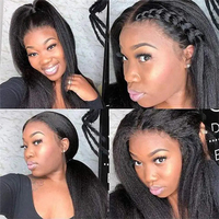 Yaki 13x4 Kinky Straight HD Lace Frontal Pelucas de cabello humano Glueless Pre arrancado con cabello de bebé para mujeres
